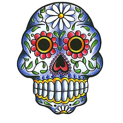 Stars And Colorful Mexican Sugar Skulls designs Fake Temporary Water Transfer Tattoo Stickers NO.10478